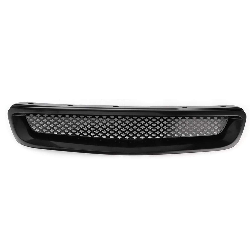 Kimiss Front Hood Bumper Grille Intake Mesh Abs Black Grill Fits For Honda Civic 1999-2000