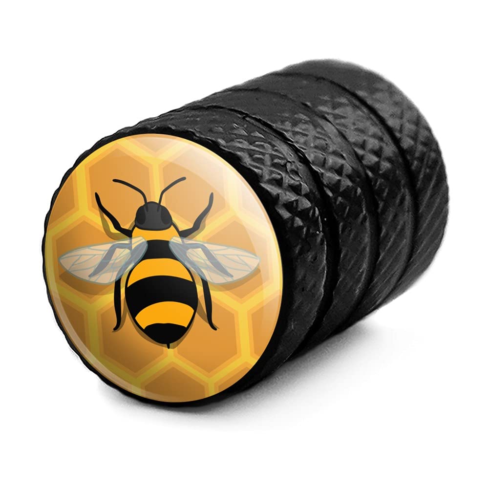 Graphics & More Bee On Honeycomb Tire Rim Wheel Aluminum Valve Stem Caps