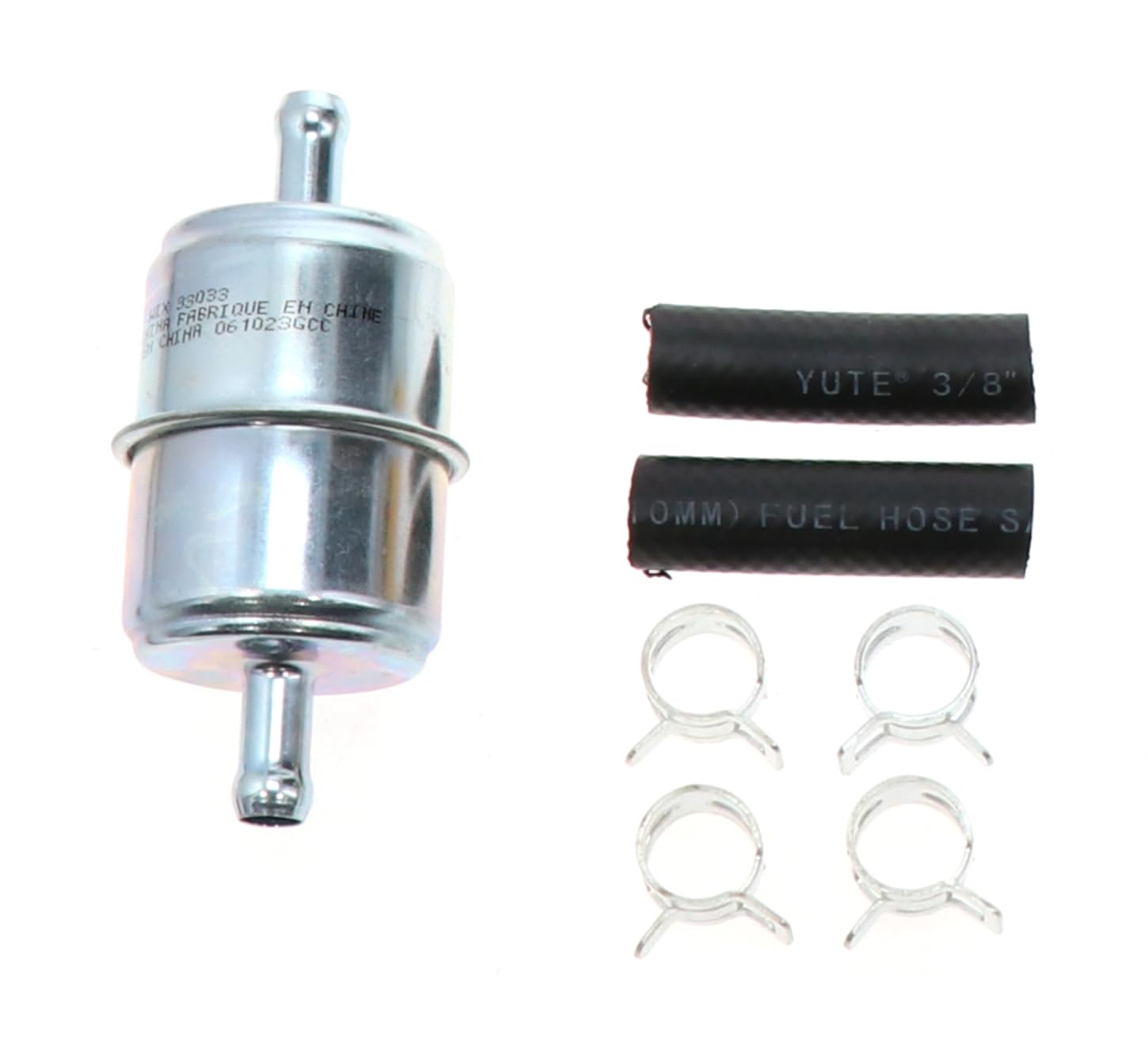 Wix 33033 Universal In-Line Fuel Filter With 3/8 Clamp-On Inlet/Outlet, Max Pressure 60-Psi