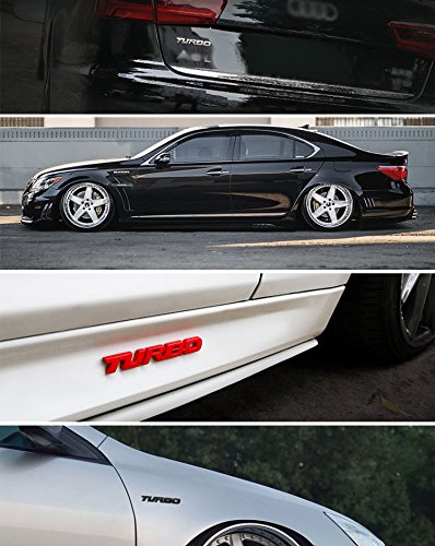 Lightkorea 2Pcs Small And Big Metal Turbo Emblem Side Fender Trunk Emblem Vehicle Car Motorcycle Badge Decals (Glossy Red)