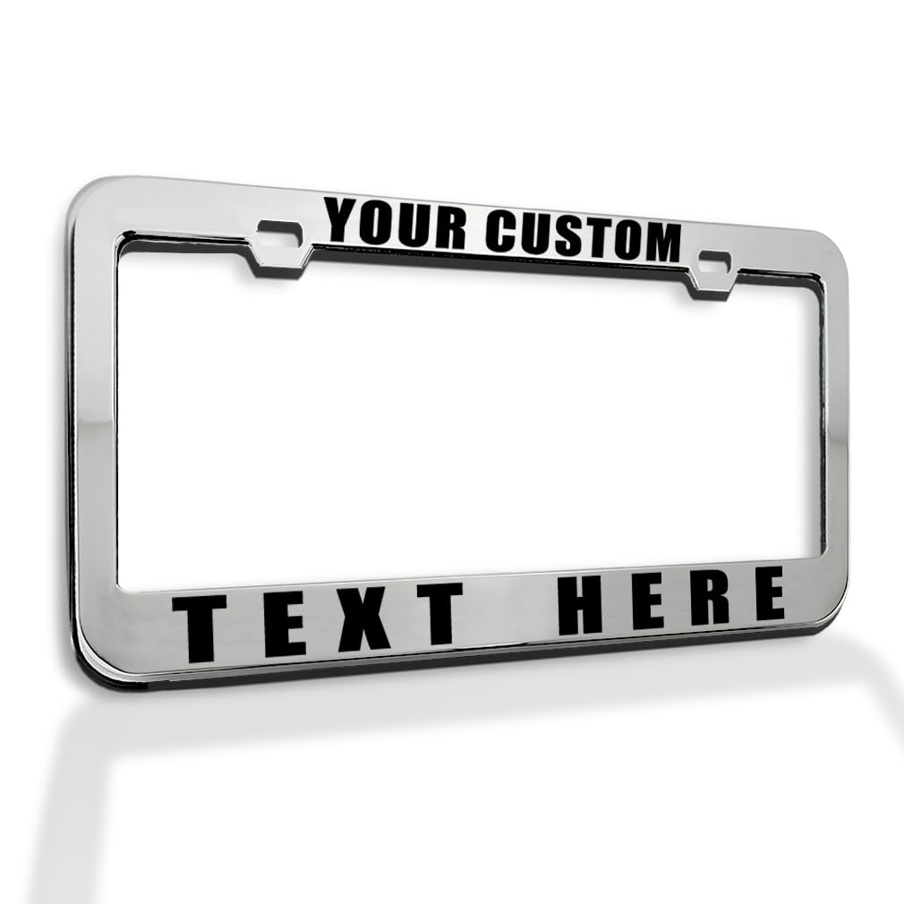 Custom License Plate Frame Custom Personalized Text Funny Metal Cute Car Accessories License Plate Holder Stainless Steel 2 Holes 1 Frame