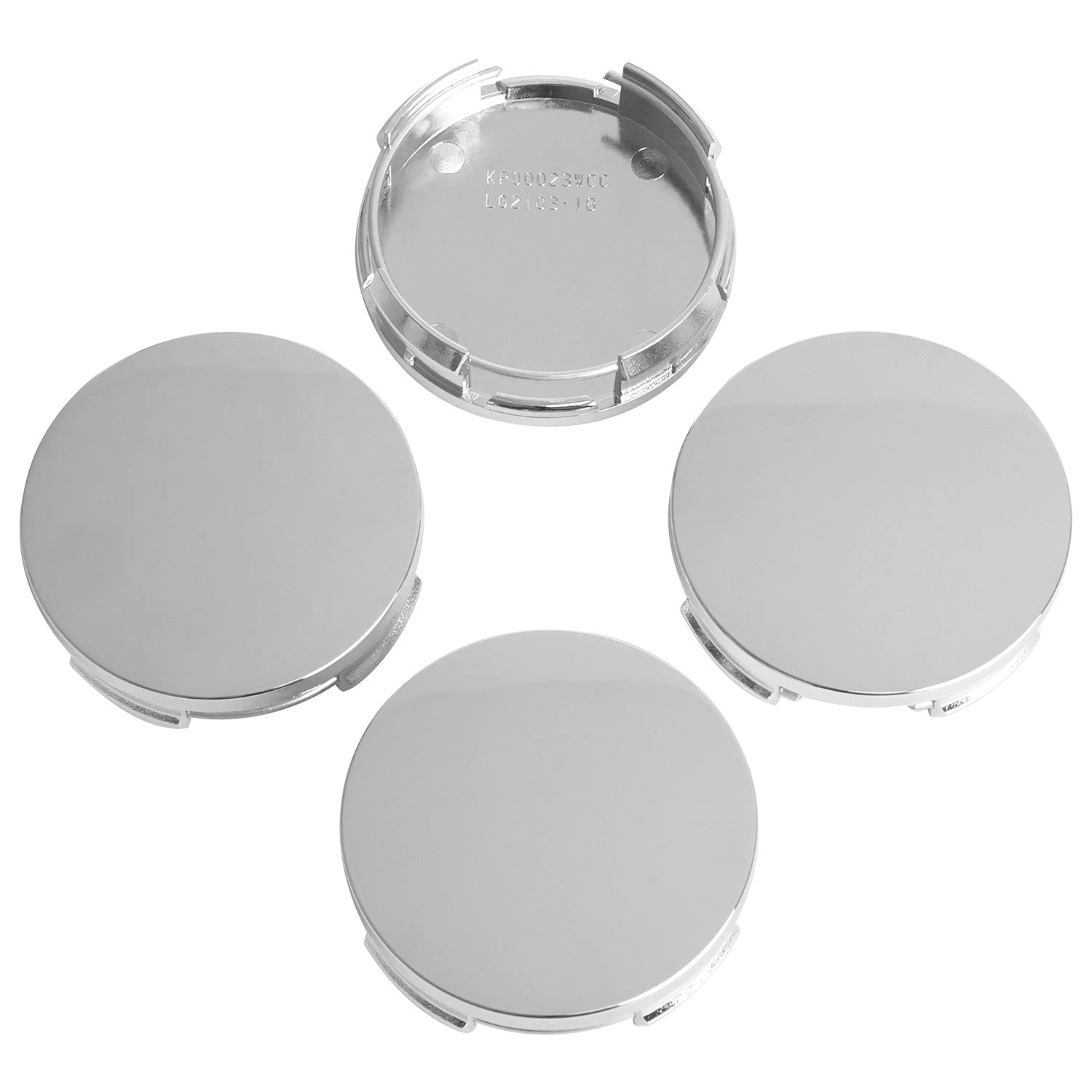 Kitspro 2.5Inch 63Mm Wheel Center Caps For Toyota Corolla Camry Highlander Rav4 Rim Hub Caps, Pack Of 4 (Chrome, Outer 63Mm, Inn
