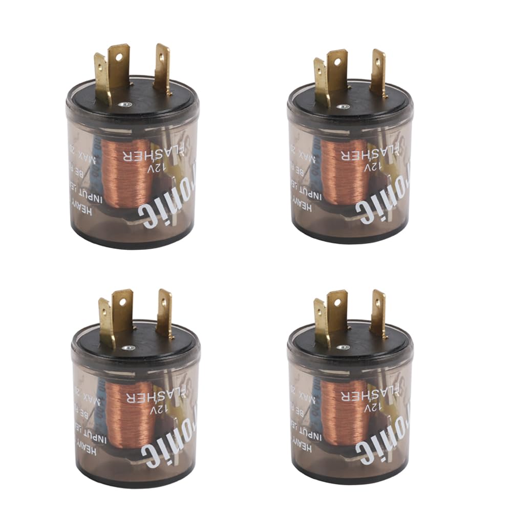 4 pcs 12V 3 Pin Electronic LED Flasher Relay Round Heavy Duty Electronic Turn Signal Light Blinker 3 Prong Turn Signal Flasher R