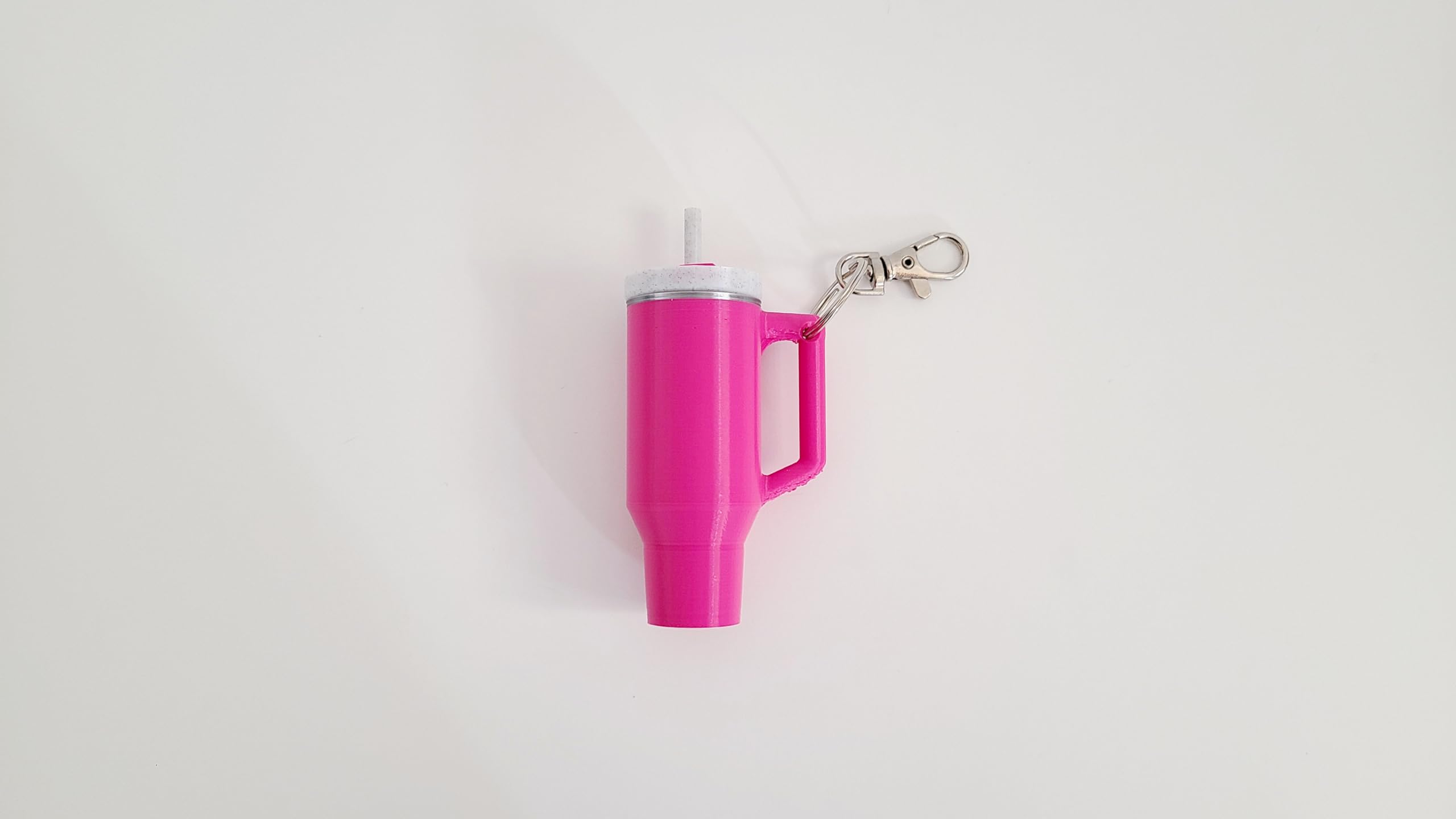 Miniature Stanley Tumbler Cup Replica Keychain - 3D Printed Desk Accessory (Pink)