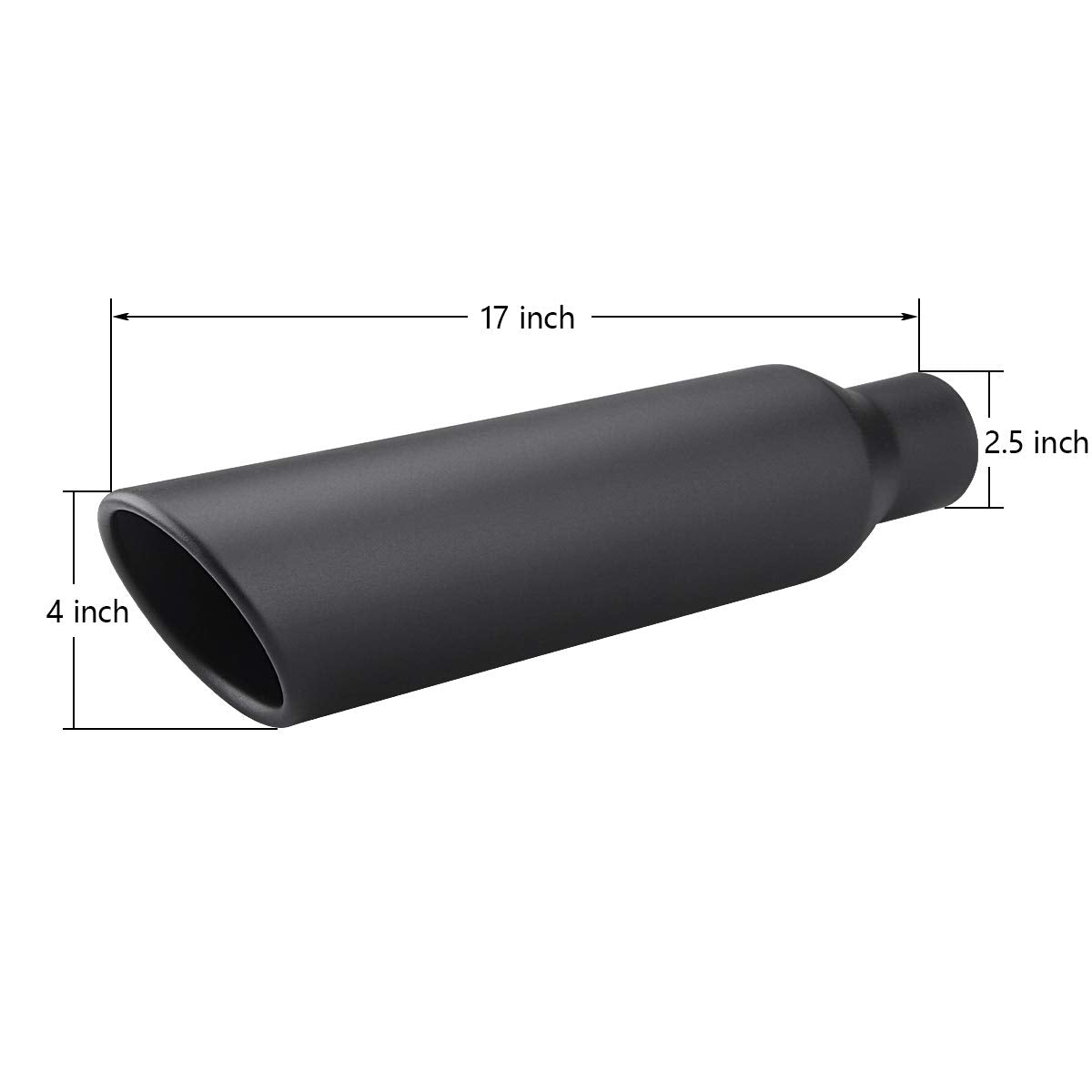 Lcgp 2 Pcs 2.5' Inlet Exhaust Tips,2.5' Inlet X 4' Outlet X 17' Overall Length, Weld On, Universal Stainless Steel Black Diesel Exhaust Tailpipe