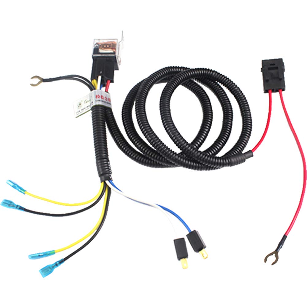 Farbin 12V Car Horn Relay Wiring Harness Kit And Horn Push Button With 3 Meters Wire (Wiring Harness+Red Spot Button, 12V)