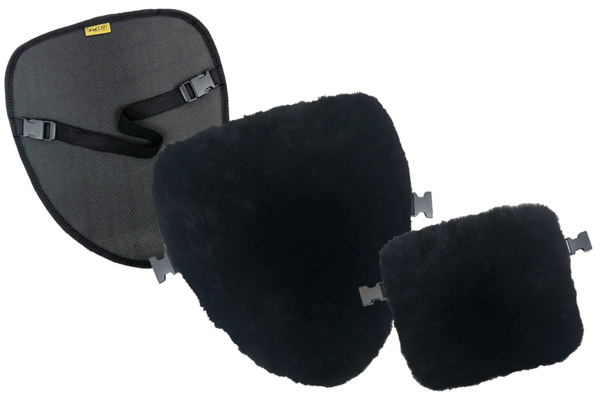 Skwoosh Sheepskin Motorcycle Seat Cover Pad Natural Plush Genuine Wool For Temperature Control Summer And Winter And Cushioning 