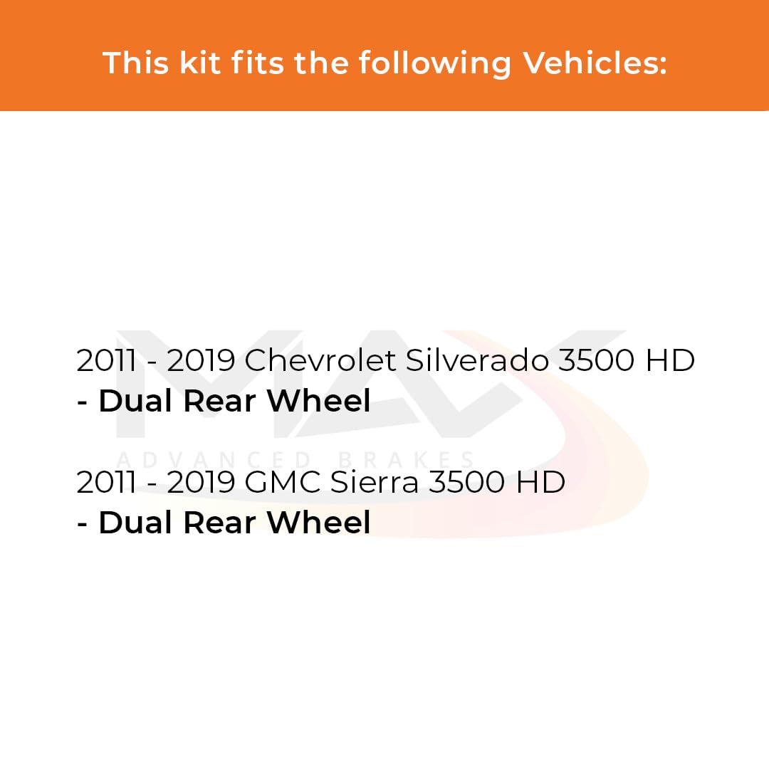 Max Advanced Brakes Rear Brake Kit Compatible With 2011-2016-2019 Chevy Silverado Compatible With Gmc Sierra 3500 Hd Replacement