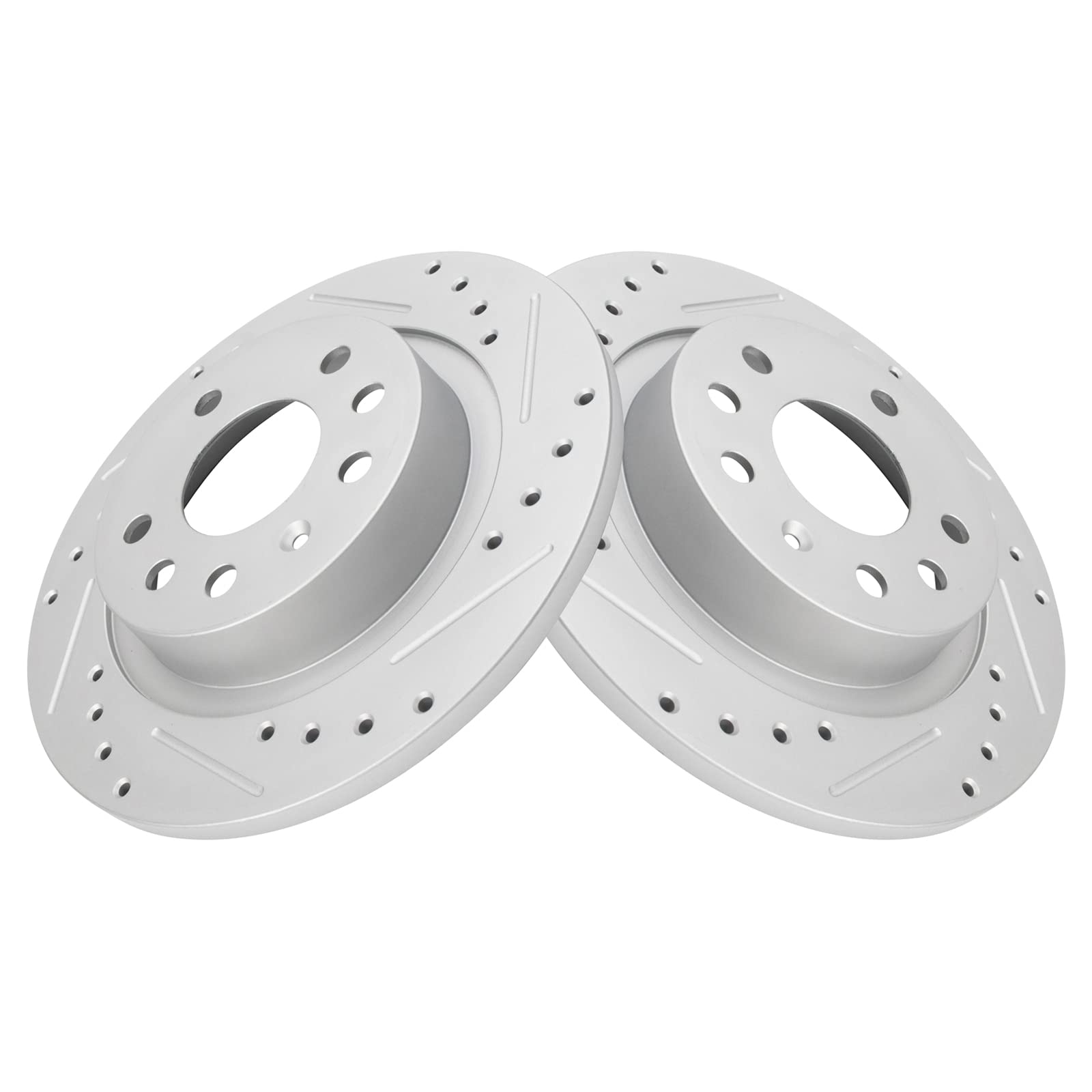 Trq Rear Performance Brake Rotors Set Solid Premium G-Coated Compatible With 2003-2011 Saab 9-3 2010 9-3X