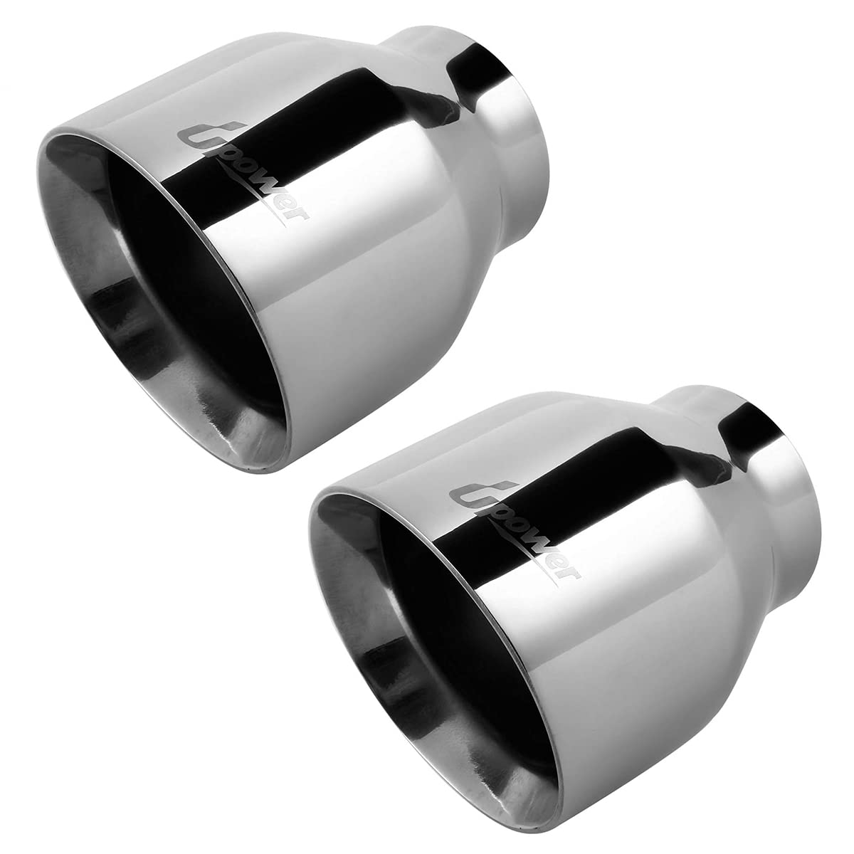 Upower 2.5 Inch Inlet Diesel Exhaust Tip 2.5 '' To 4 '' Exhaust Tailpipe 5 '' Long Double Wall 304 Stainless Steel Weld-On Round