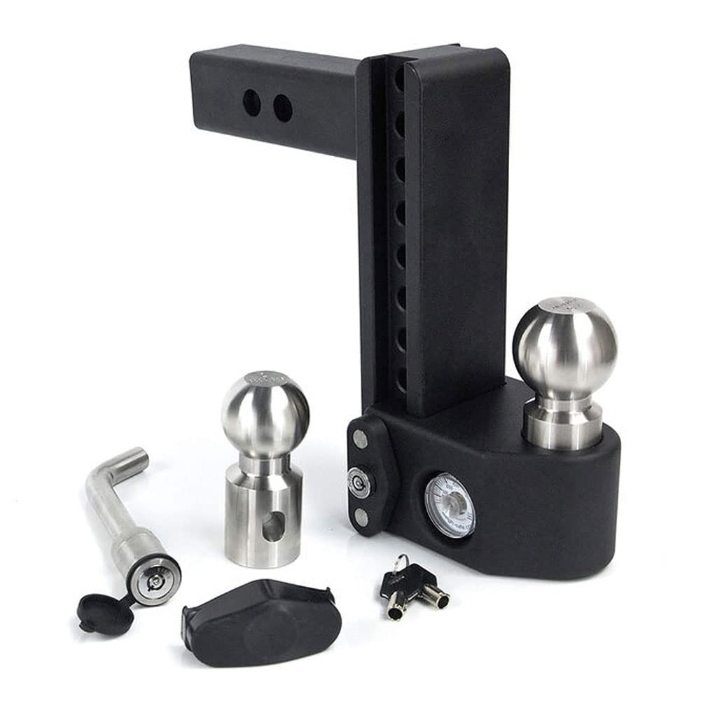 Weigh Safe Adjustable Trailer Hitch Ball Mount - 8' Drop Hitch For 2.5' Receiver W/ 2 Pc Keyed Alike Lock Set, Premium Steel Trailer Tow Hitch W/Built In Weight Scale For Anti Sway, 22,000 Lbs Gtw