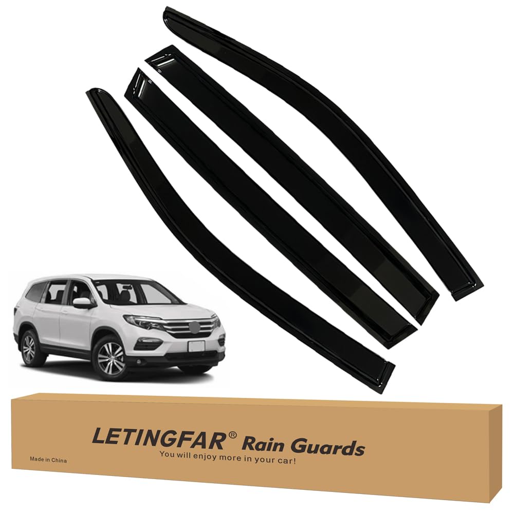 Tape-on Rain Guards for 2016-2022 Honda Pilot, for 2016-2022 Honda Pilot Accessories,Side Vent Visors Shades Window Deflectors f