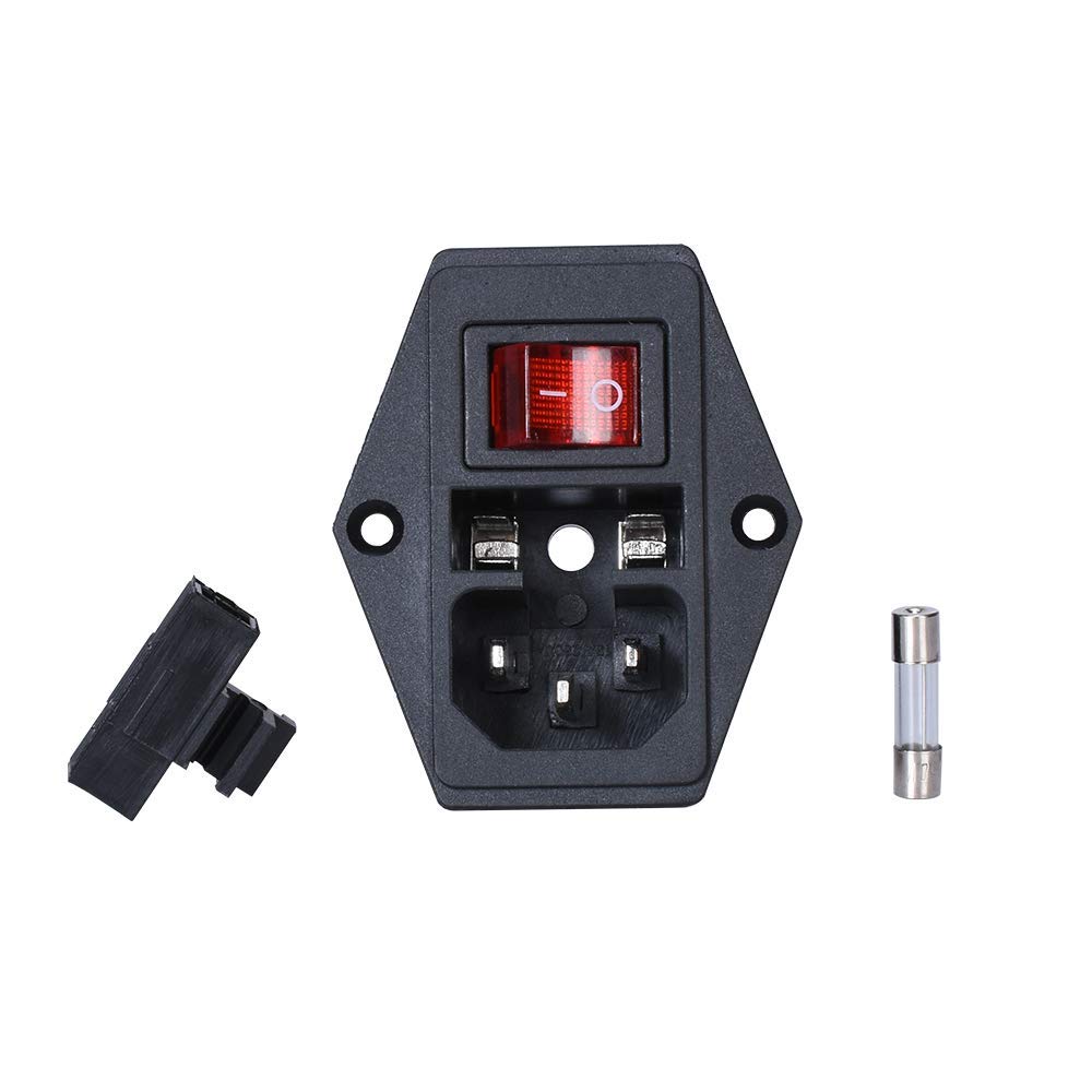 3Dman 15A 250V Rocker Switch On/Off Power Socket Inlet Module Plug 10A Fuse Switch With 18 Awg Wiring 3 Pin - 2Pcs
