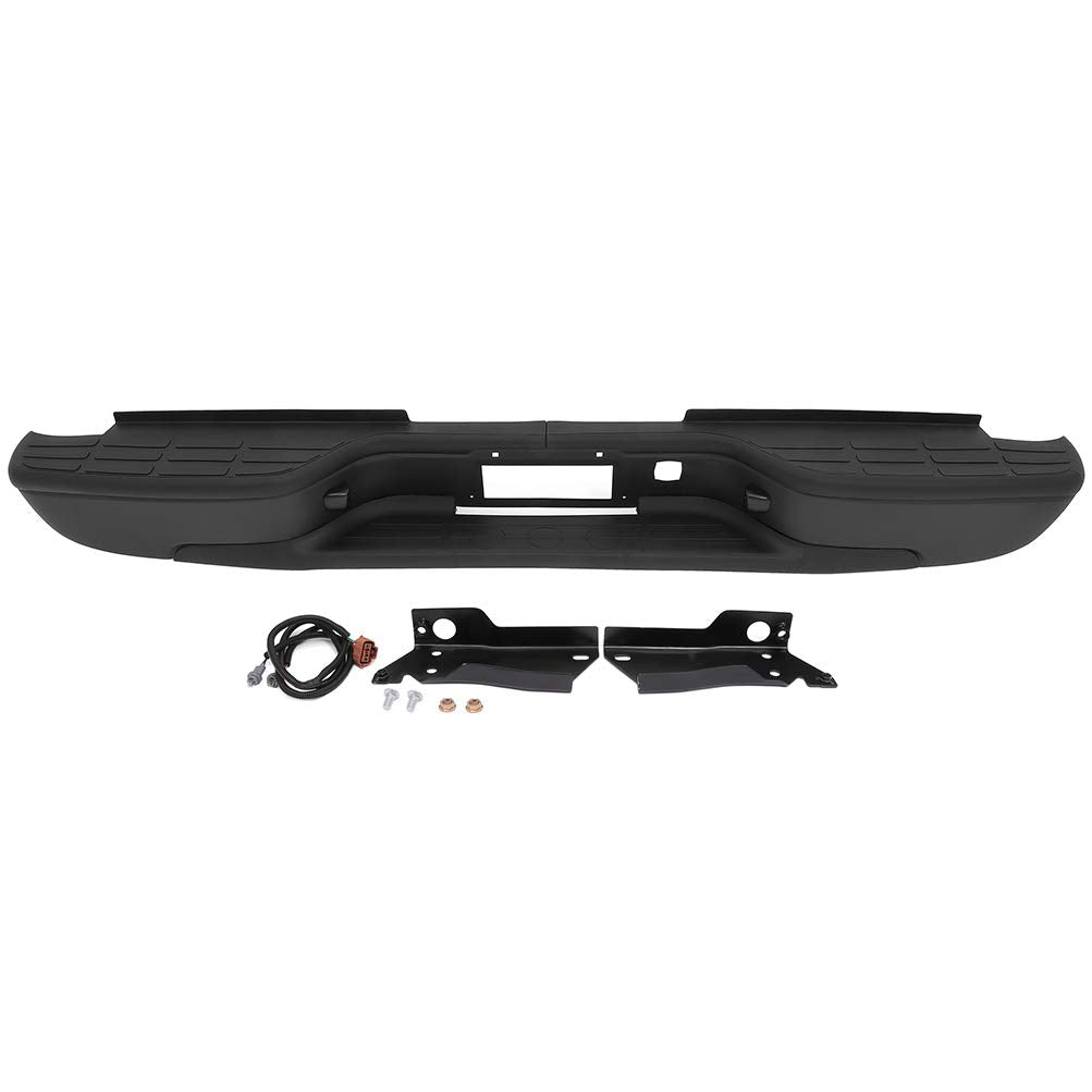 Ocpty Rear Bumper Fit For 1999-2007 For Chevy Silverado/For Gmc Sierra 2500Hd / 3500 Pickup With License Plate Lights(Black)