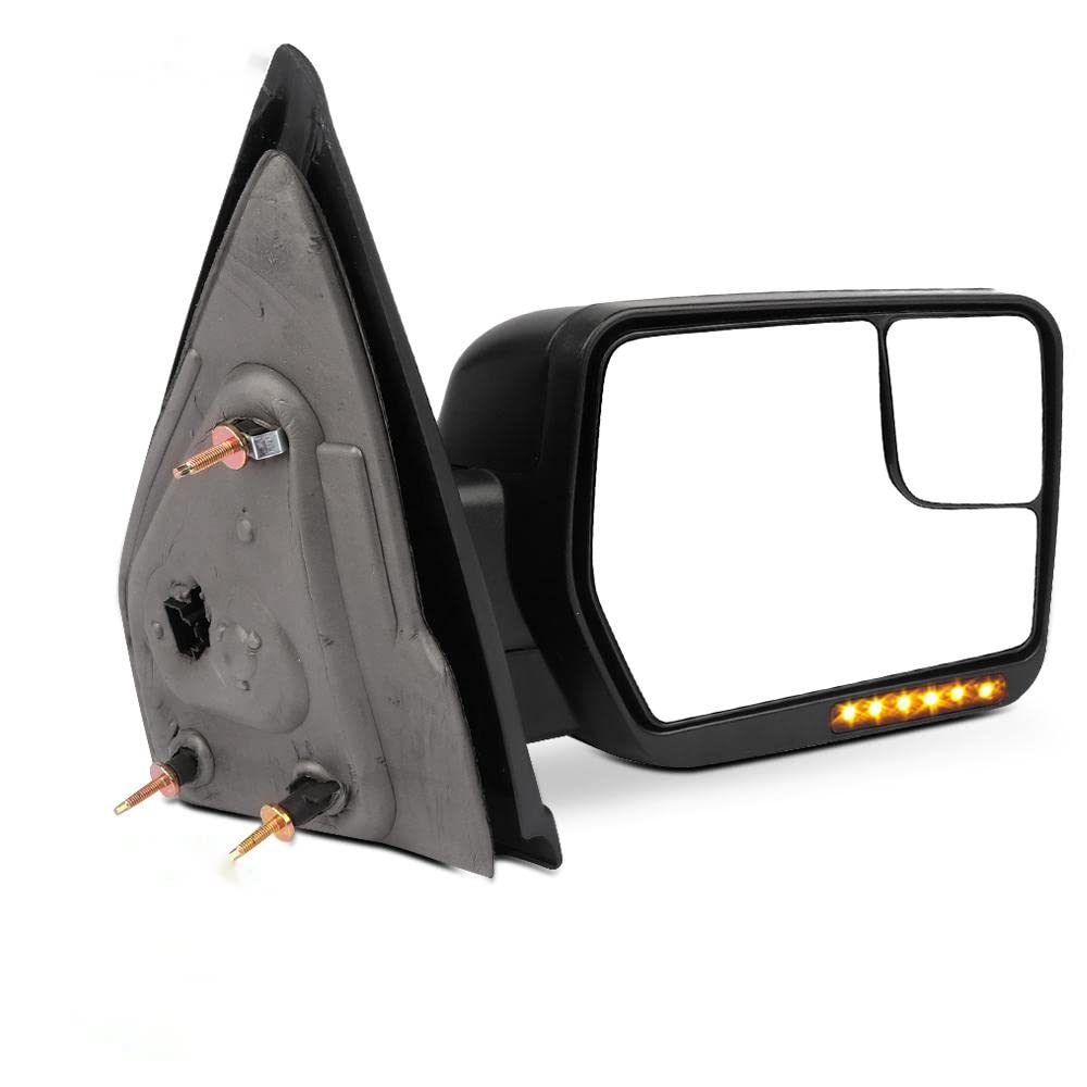 SCITOO Right Passenger Side Rear View Mirror Fit 2004-2014 for Ford for F150 Pickup Tow Mirror Power Heated LED Turn Signal Pudd