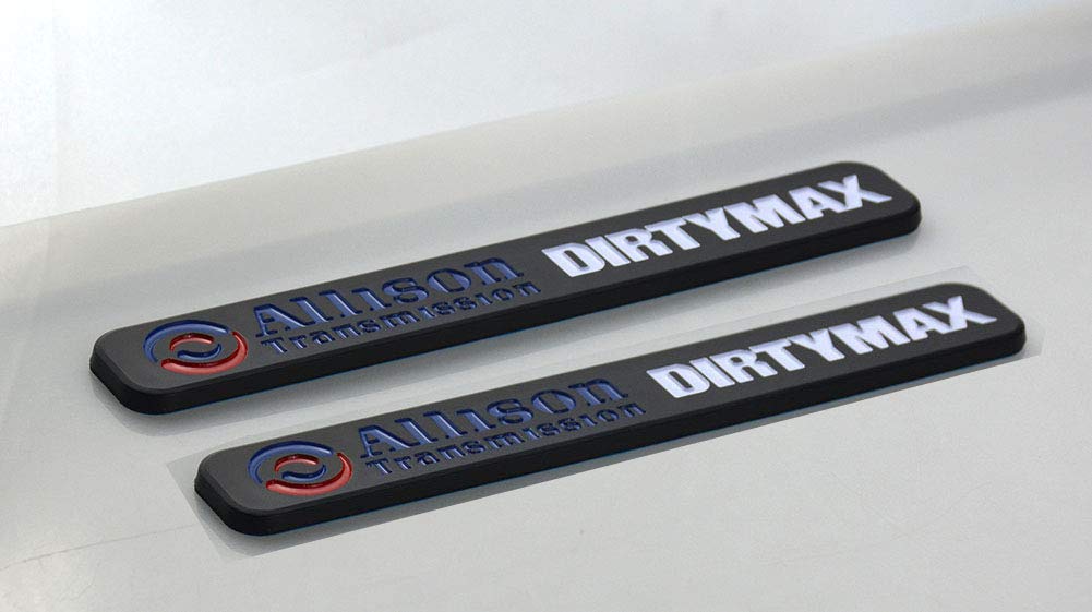 Pair Set Dirtymax Allison Transmission Emblems Badge Sticker Replacement For Silverado Sierra (White Blue Black)