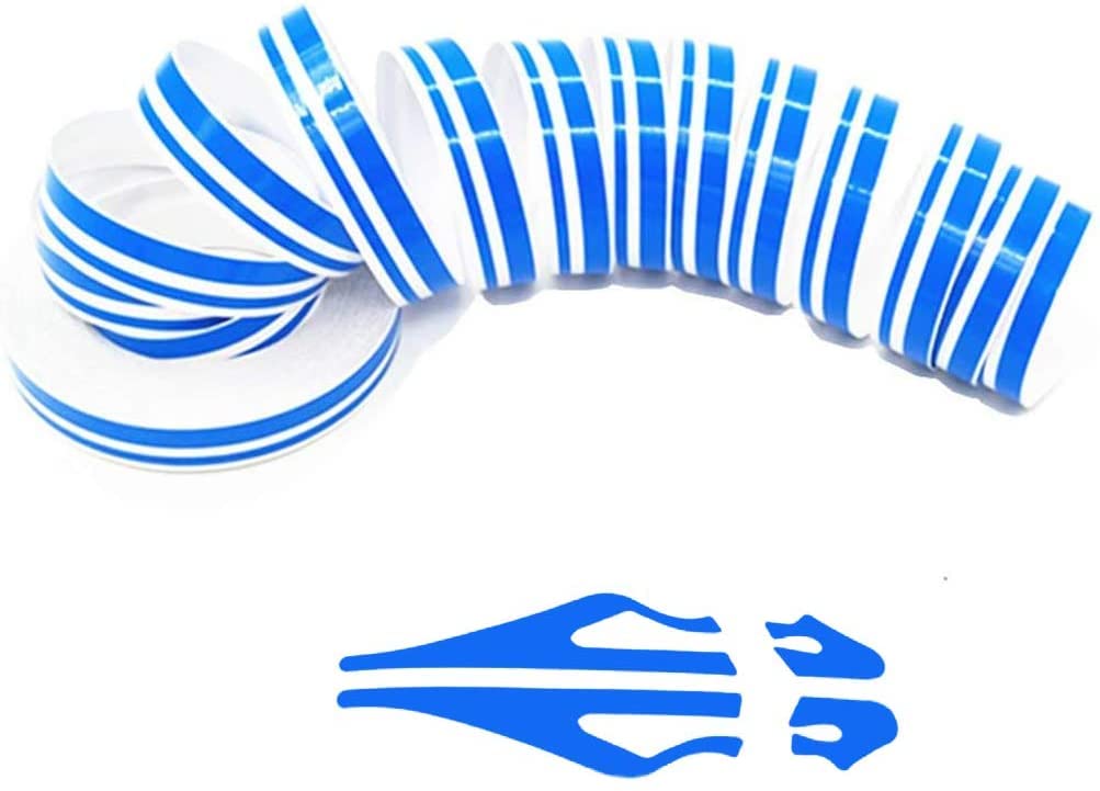 Zatooto Pinstripe Tape For Cars - Diy Vinyl Blue Pin Striping Decals, 3850.47 Inches Auto Waterproof Pin Stripe Tape Emblems Tri