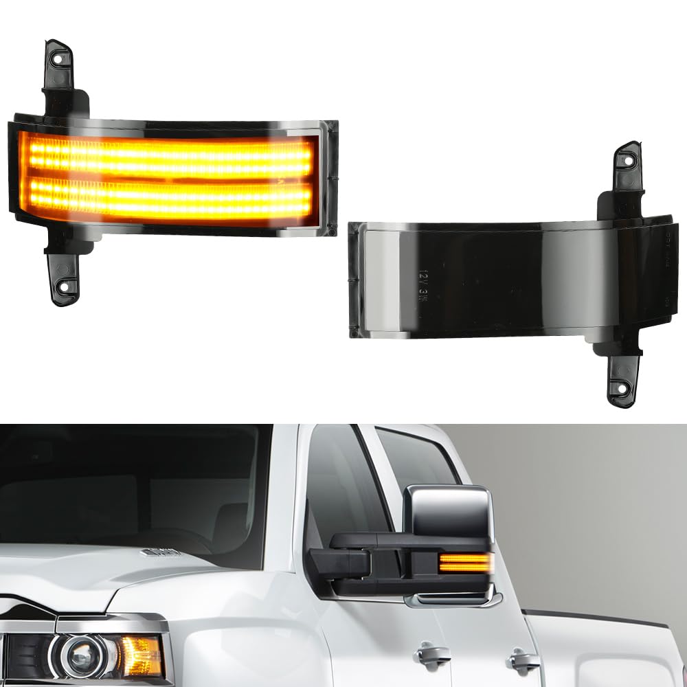 Roccs Flash Yellow Full Led Side Tow Mirror Marker Light Fit For 3Rd Generation Chevy Silverado / 4Th Generation Gmc Sierra 2014