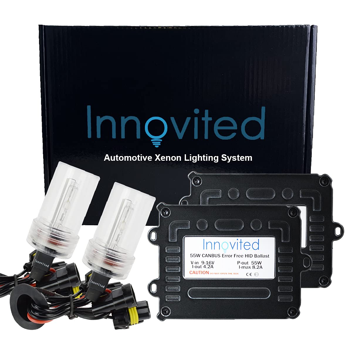 Innovited H10 9145 9140 3000K Hid Xenon Bulb X 1 Pair Bundle With 2 X 55W Canbus Error Free Performance Digital Ballast (Golden Yellow)