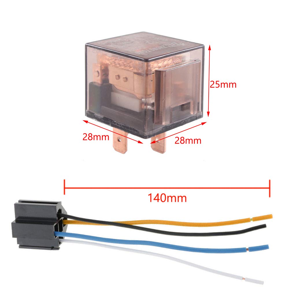 Esupport Car Universal Transparent Relay 12V 80A Spst 4Pin Switch Wire Socket Plug Harness Kit Pack Of 5
