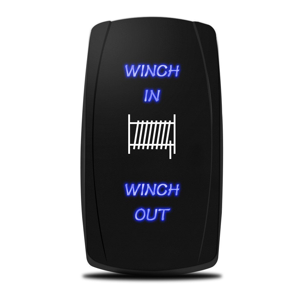 Mictuning Ls09901 7 Pin Momentary Laser Rocker Switch Winch In/Out, 20 Amp/12V, Black