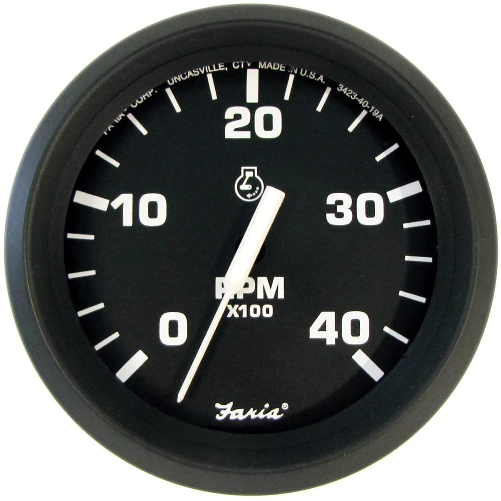 Faria 32842 Euro Tachometer Gauge 4000 RPM Diesel Mech Takeoff & VAR - 4' , Beige