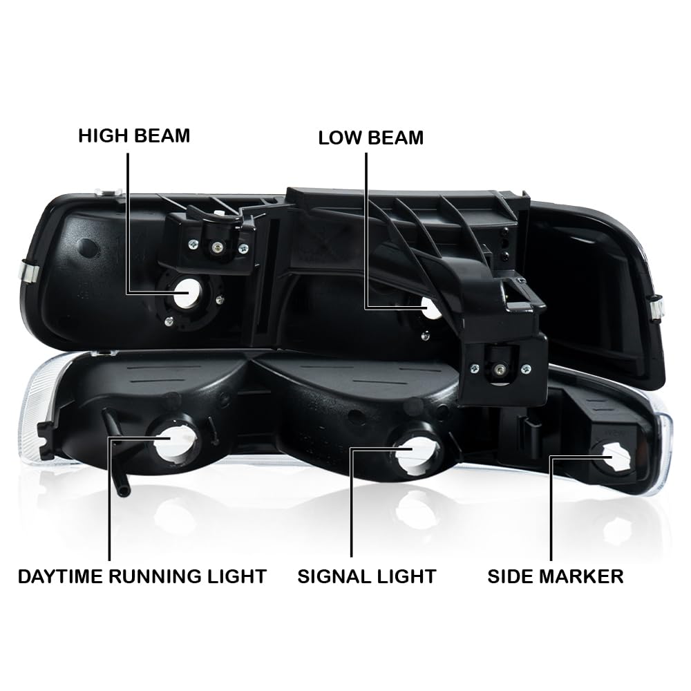 Pit66 Headlights Assembly, Compatible With Chevy 1999-2002 Silverado 1500 2500/2001-2002 Silverado 1500Hd 2500Hd 3500/2000-2006