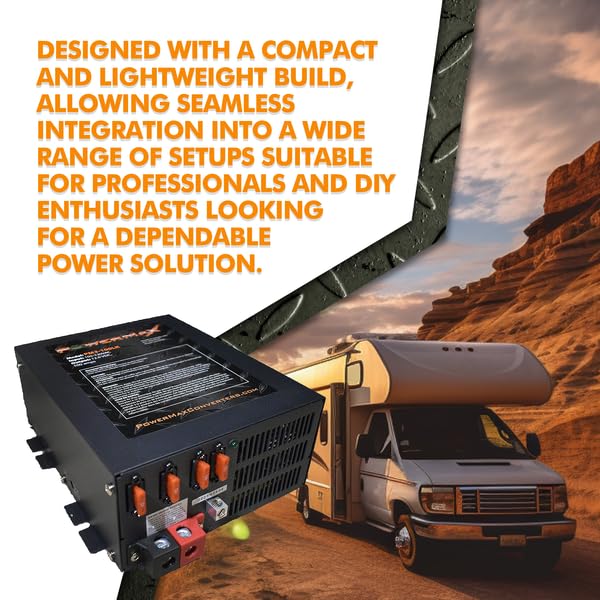 Powermax Pm4 100A 110V Ac To 12V Dc 100 Amp Power Converter With Built-In 4 Stage Smart Battery Charger With Reverse Polarity, O