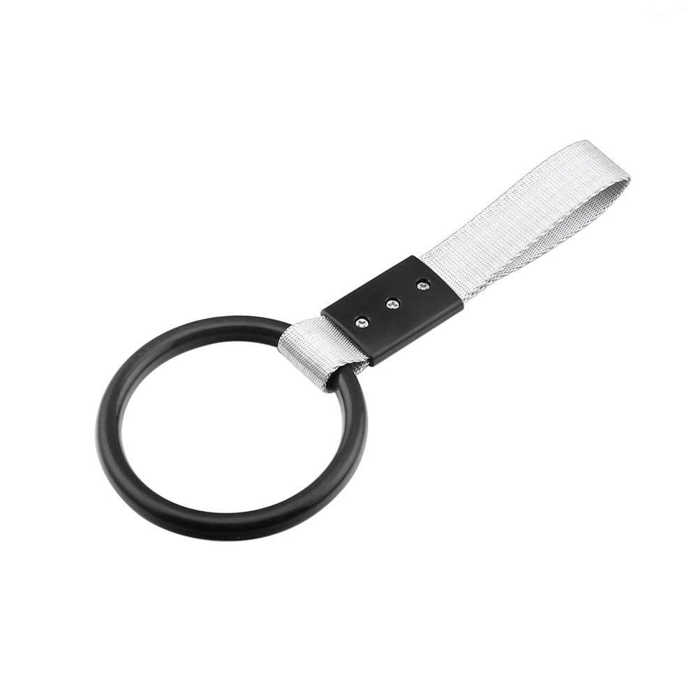 1 Pc Jdm Tsurikawa Hang Ring Subway Train Bus Handle Hand Strap Drift For Car (Round: Black/White)