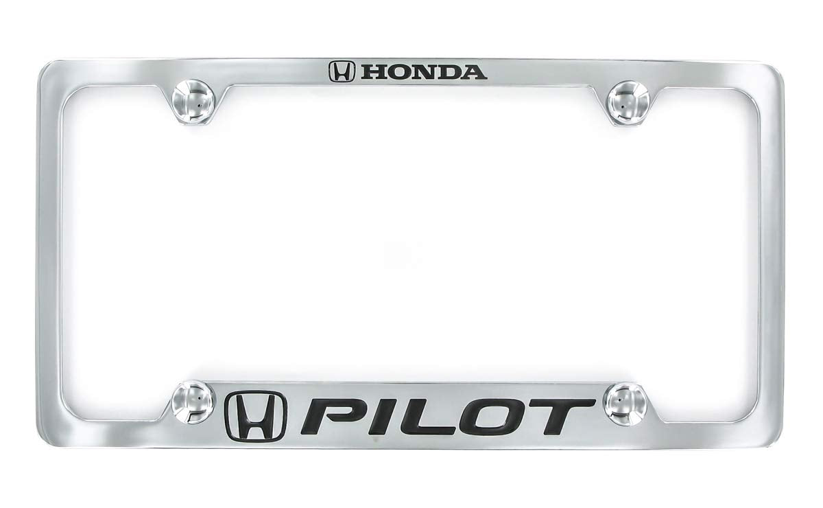 Honda Pilot Wordmark Chrome Plated Metal License Plate Frame Holder 4 Hole