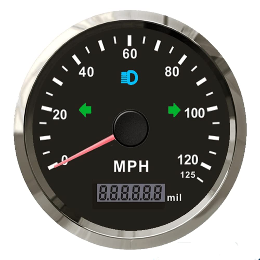 ELING Auto Speed Gauge Kit MPH GPS Speedometer Odometer 125MPH Mileage Adjustable Overspeed Alarm for Boat Car Truck Motorcycle 