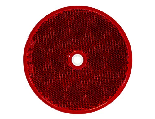 Buyers Products 5623316 3.1875 Inch Red Round Dot Bolt-On Reflector, Center Mounting Hole, Truck And Trailer Reflector, Safety Reflector
