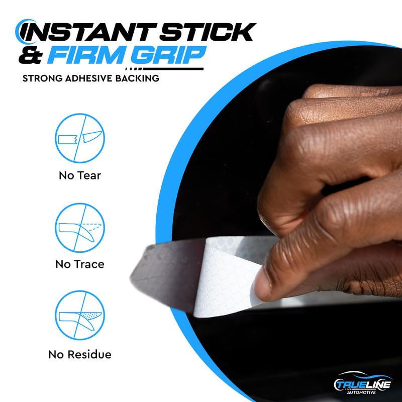 True Line Automotive Rear Trunk Reflective Car Stickers - High-Intensity Car Reflective Stickers - 5 PCS Reflective Stickers for Car, Back Fender Trim Sticker Safety Markers (Silver)