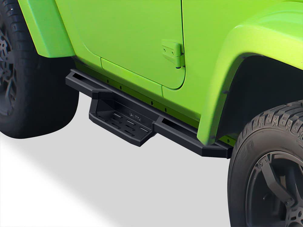APS Stainless Steel Pocket Steps Running Boards Side Bars Compatible with Jeep Wrangler JK 2007-2018 2-Door (Factory Sidesteps o