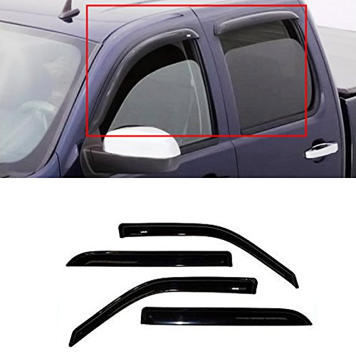 Gldifa Sun/Rain Guards Window Visors Compatible With Dodge 09-18 Ram 1500 10-18 Ram 2500/3500 Crew Cab With 4 Full Size Doors Wi