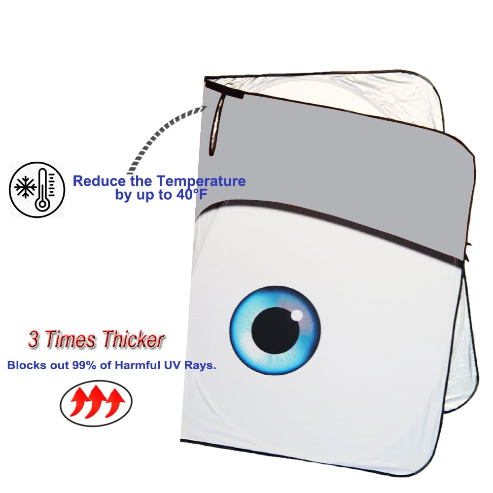 Gven Sunshade for Tesla Model Y/3 - Funny Eyes Dual-Sided Windshield Shade, Grey Color, Perfect Car Accessory for 2025 Models