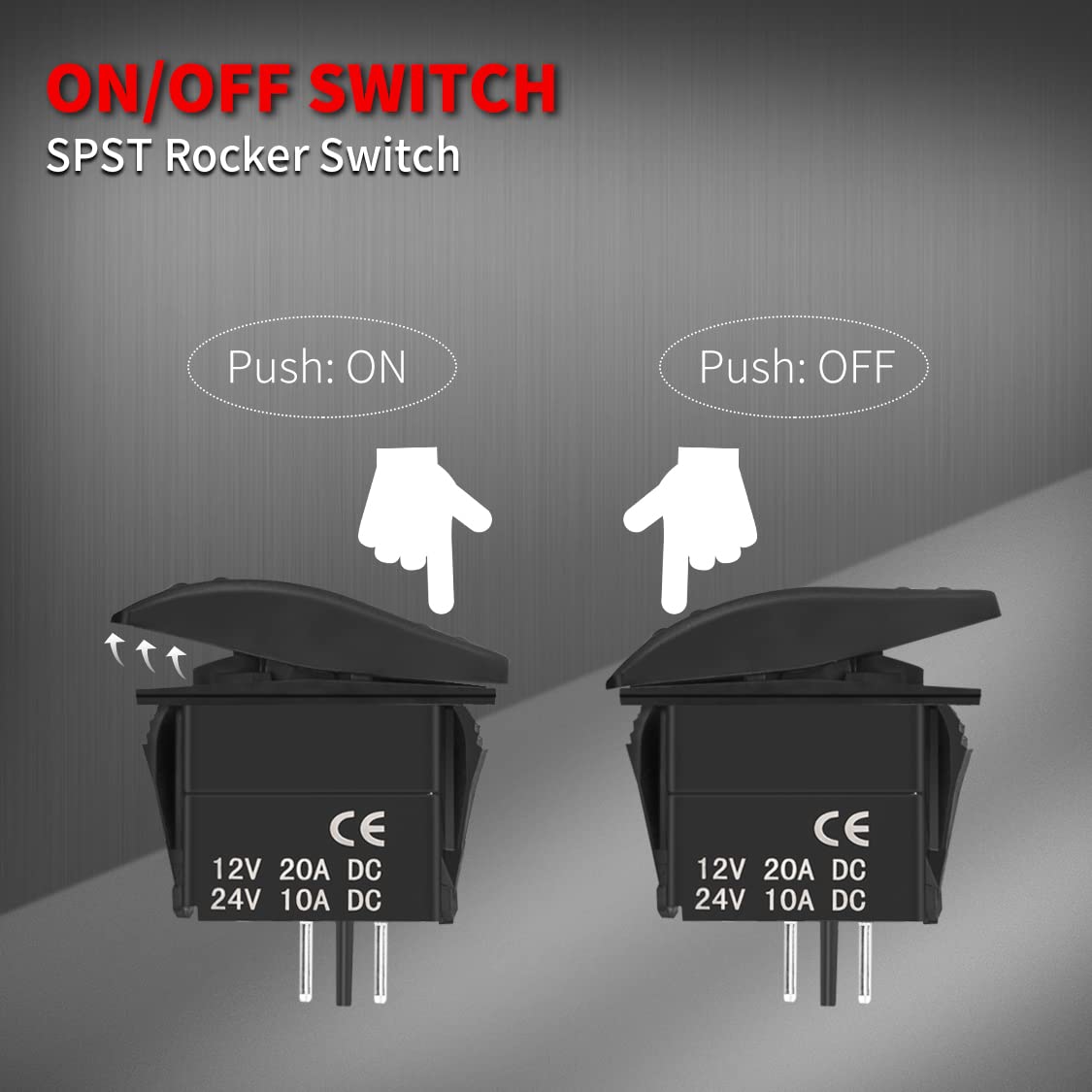 Daiertek Marine Rocker Switch 12V Waterproof Toggle Switch 12 Volt 20A Spst 2 Pin On/Off Heavy Duty For Boat Rzr Rv Automotive