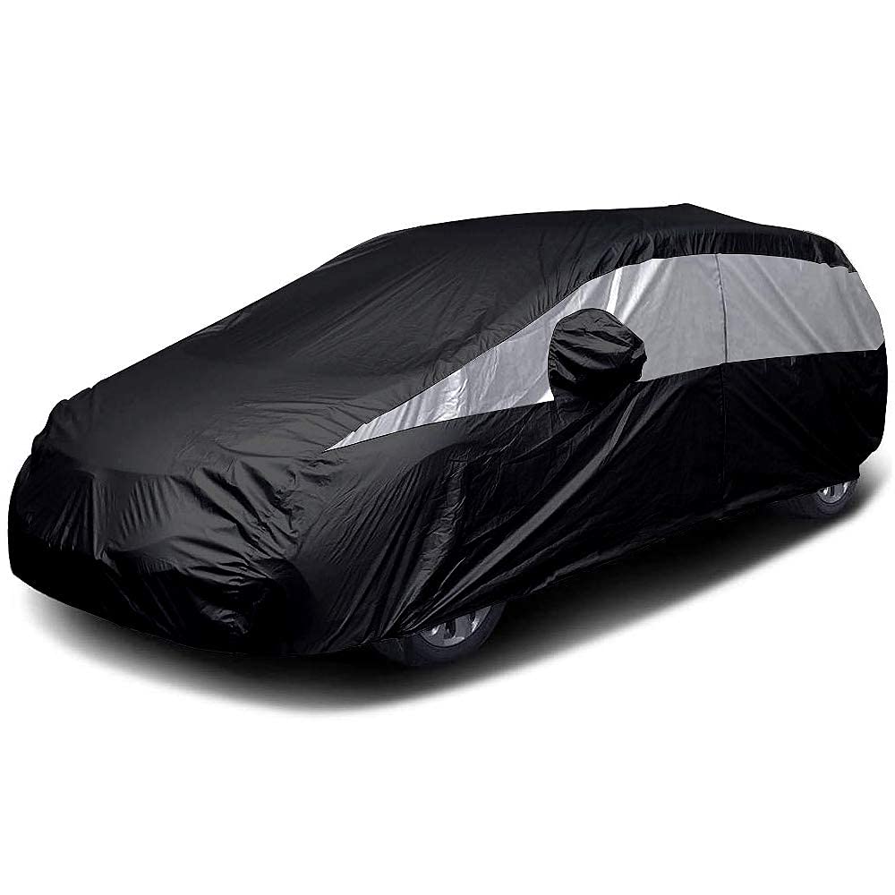 Titan Jet Black Poly 210T Car Cover For Hatchbacks 165-181''. Waterproof, Uv Protection, Scratch Resistant, Driver-Side Zippered
