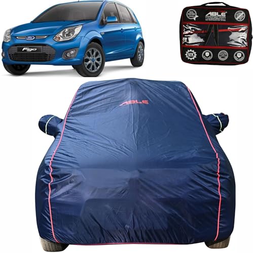 Able Parashuit Blue Wr Series Car Body Cover With Mirror Pockets And Driver Door Zipper Compatible For Ford Figo Old (2010 To 20
