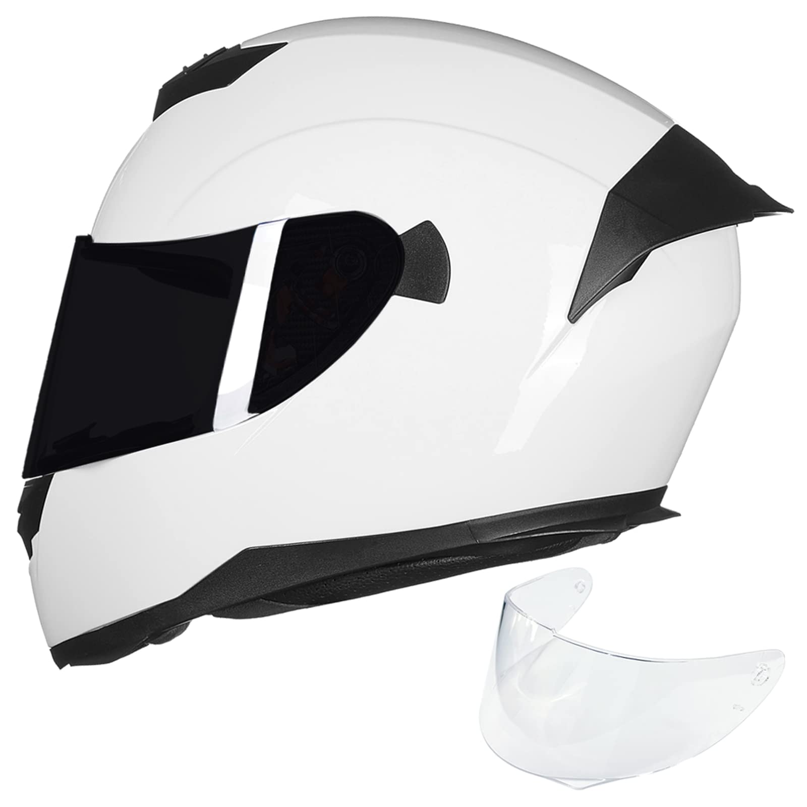 ILM Full Face Motorcycle Helmet for Motocross Street Bike DOT Certified 2 Visors Model-317(White, S)
