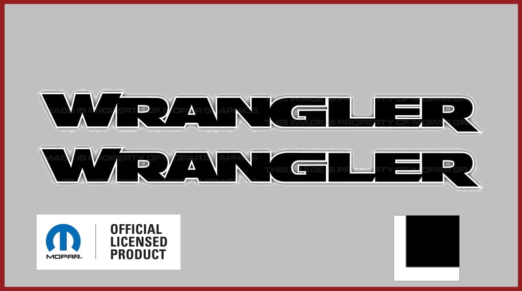 Decal Mods Wrangler Hood Graphic Vinyl Decal fits Jeep Wrangler JK/JL/JT (2007-2024) Black w/White Outline FBWO (Set of 2) | FJ3