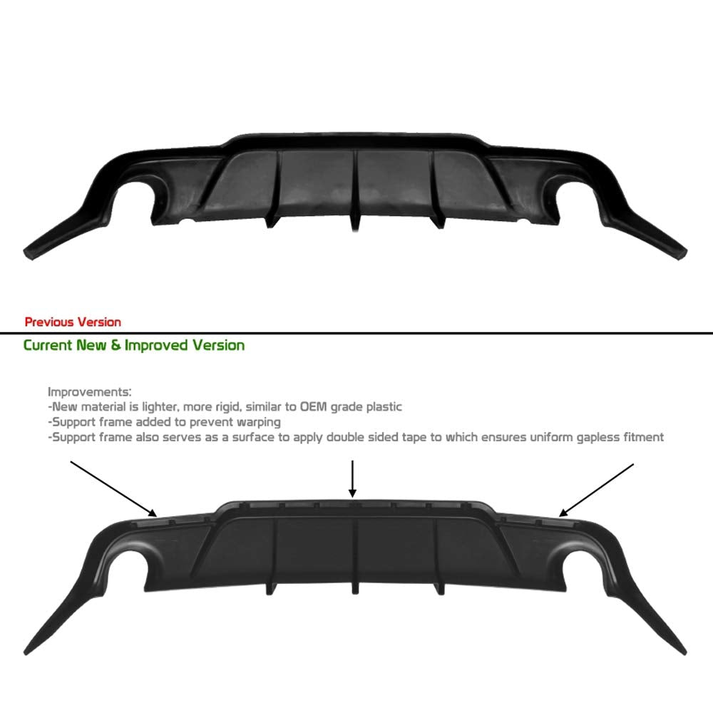 IKON MOTORSPORTS, Rear Bumper Lip Compatible with 2006-2013 Lexus Is250 Is350, Black PP Rear Lip Finisher Under Chin Spoiler Underspoiler Splitter Valance Underbody Bumper Fascia Add On