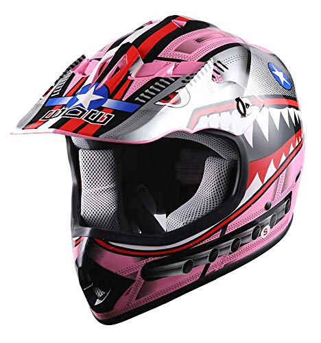 Wow Youth Kids Motocross Bmx Mx Atv Dirt Bike Moutain Helmet Shark Pink