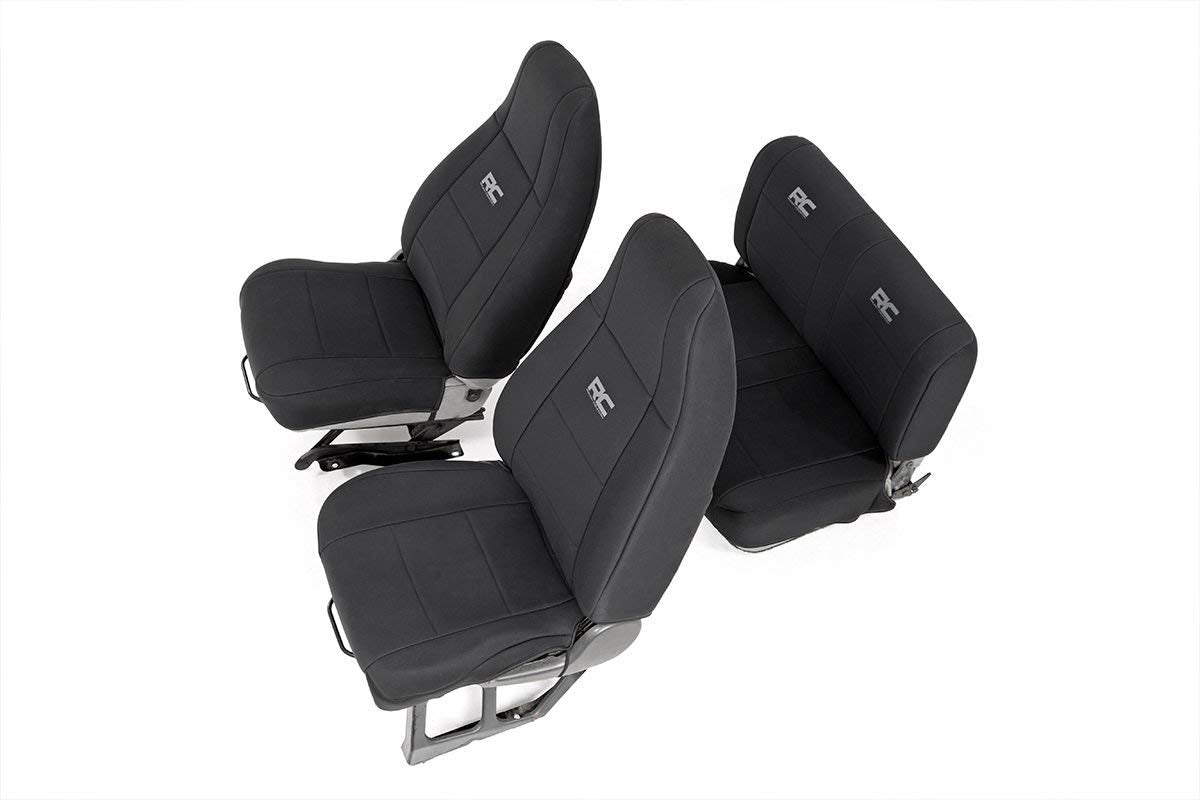 Rough Country Neoprene Seat Covers for Jeep Wrangler YJ (1991-1995) - Waterproof & UV Resistant, Foam Padded, Front & Rear Seat 