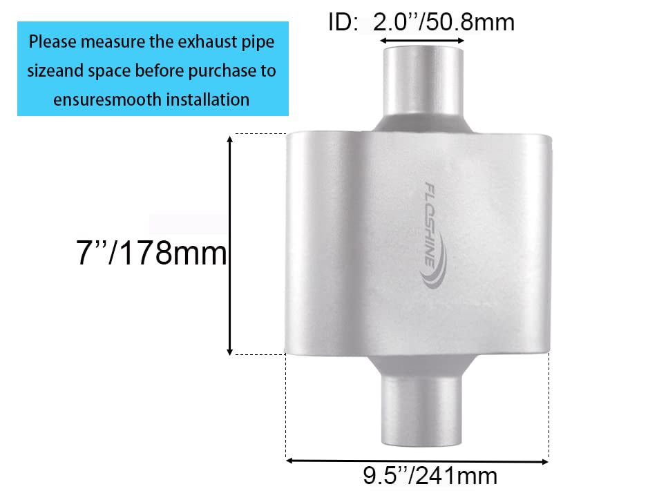 Floshine Universal Mufflers,Performance Automotive Exhaust Muffler,Single Chamber 2.75 Inch Inlet/2.75 Inch Outlet Fh427109