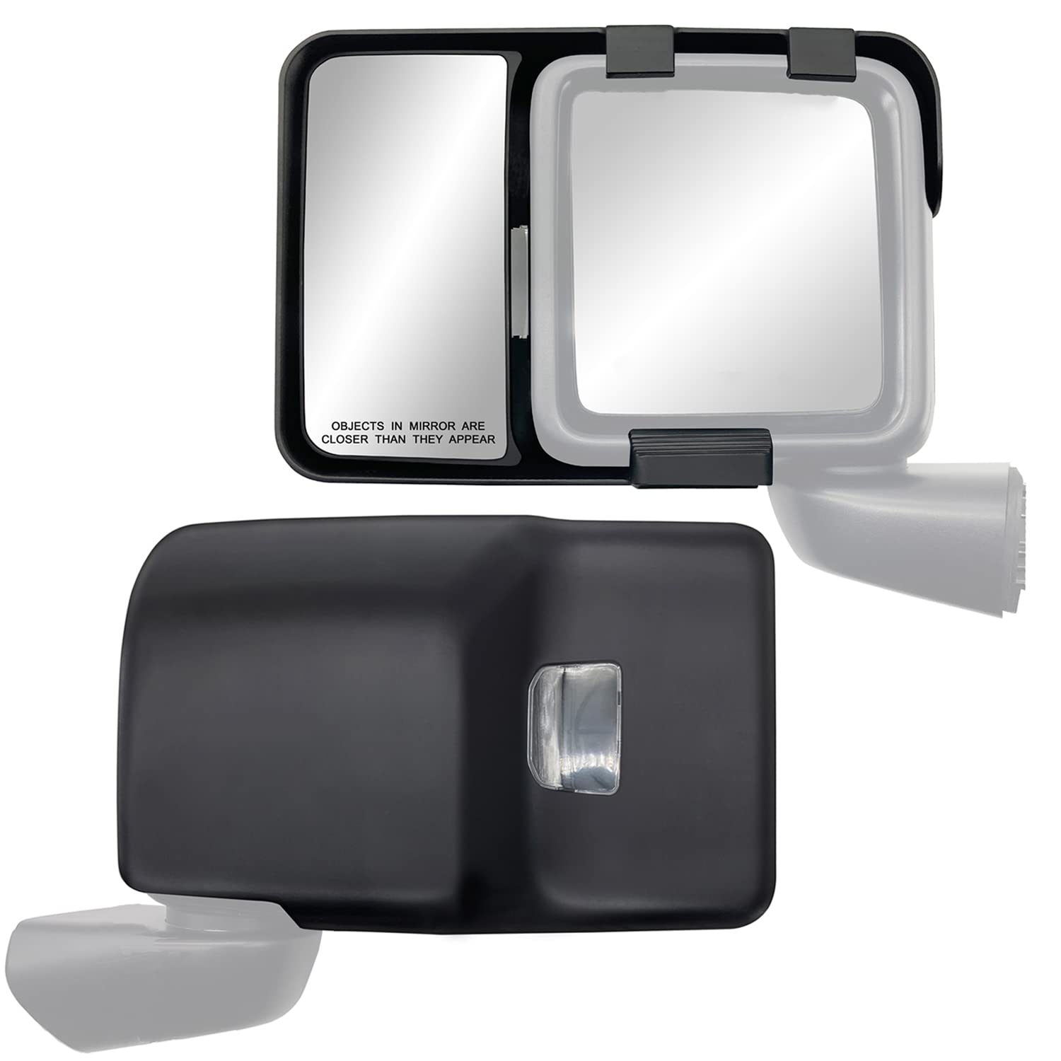 Snap & Zap Custom Fit Towing Mirror Pair  Fits ONLY THESE MODELS  2018 Jeep Wrangler JL, 20192024 Wrangler and 20202024 Glad