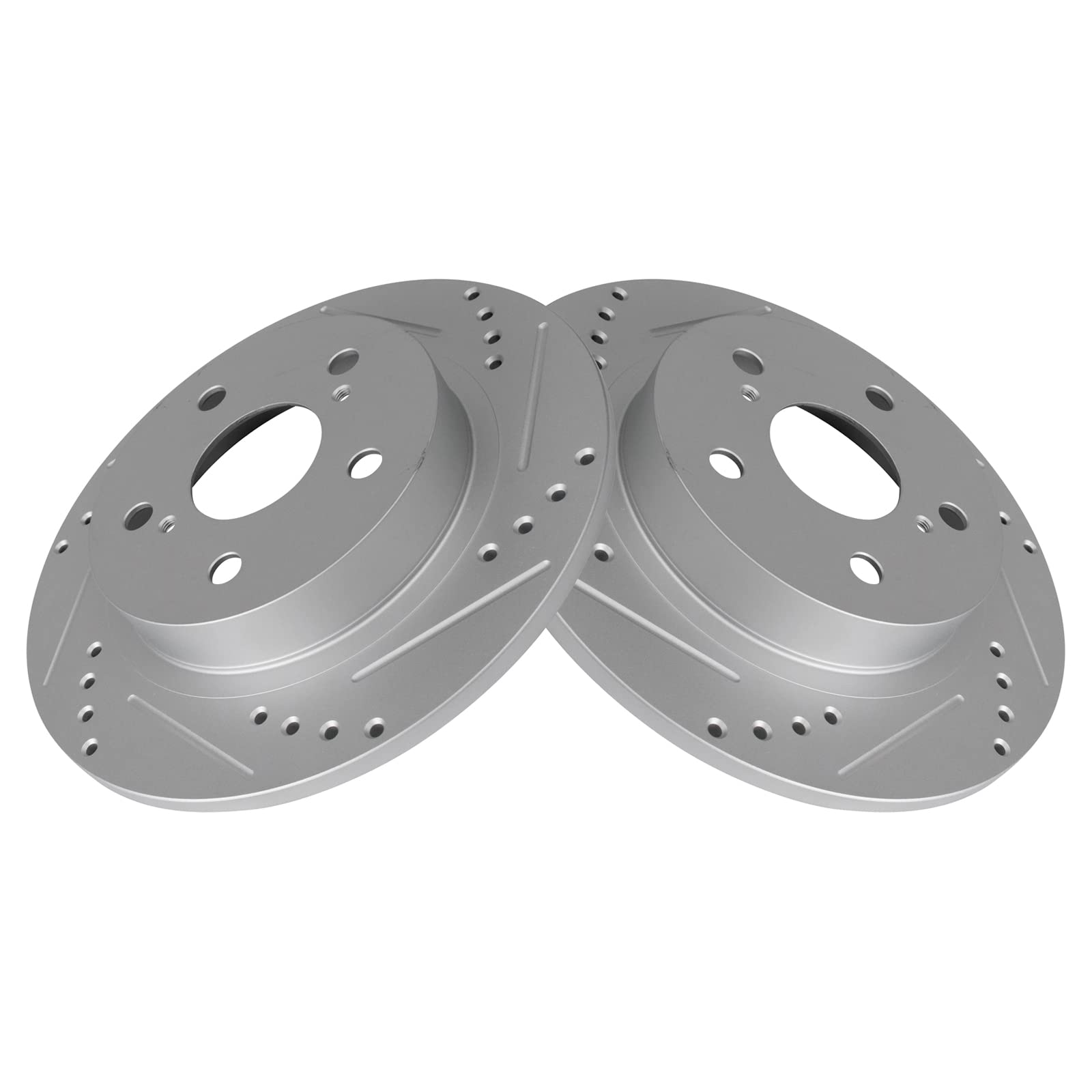 Trq Rear Performance Brake Rotors Set Solid Premium G-Coated Cross Drilled & Slotted Compatible With 2011-2016 Scion Tc