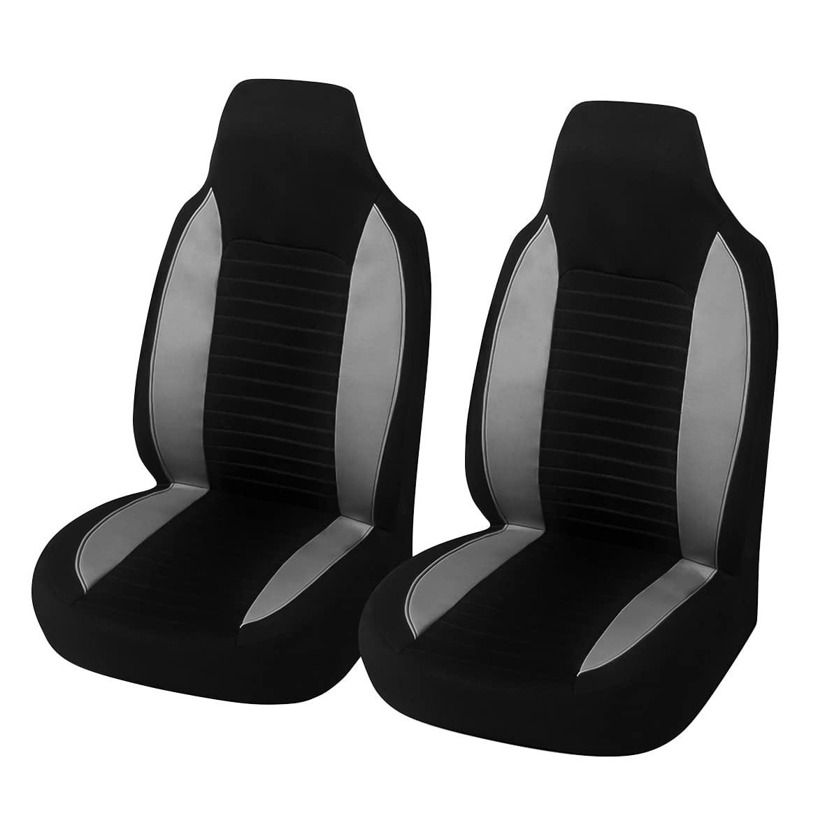 Car Front Seat Covers, Bucket One-Piece Auto Front Seat Protectors, 2Pcs Premium Breathable Vehicle Seat Cushions Airbag Compatible, Car Interior Accessories Universal For Suvs, Trucks, Car (Gray)