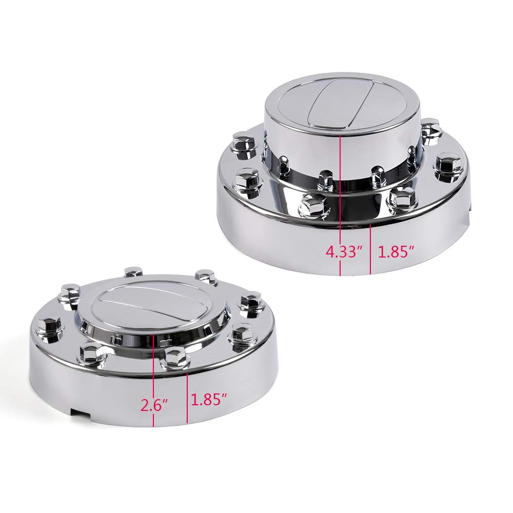 PIT66 Wheel Center Caps, Compatible with 11-16 Dodge Ram 3500 1-TON Dually Alcoa Alloy Hub Caps 2 Front+2 Rear Chrome
