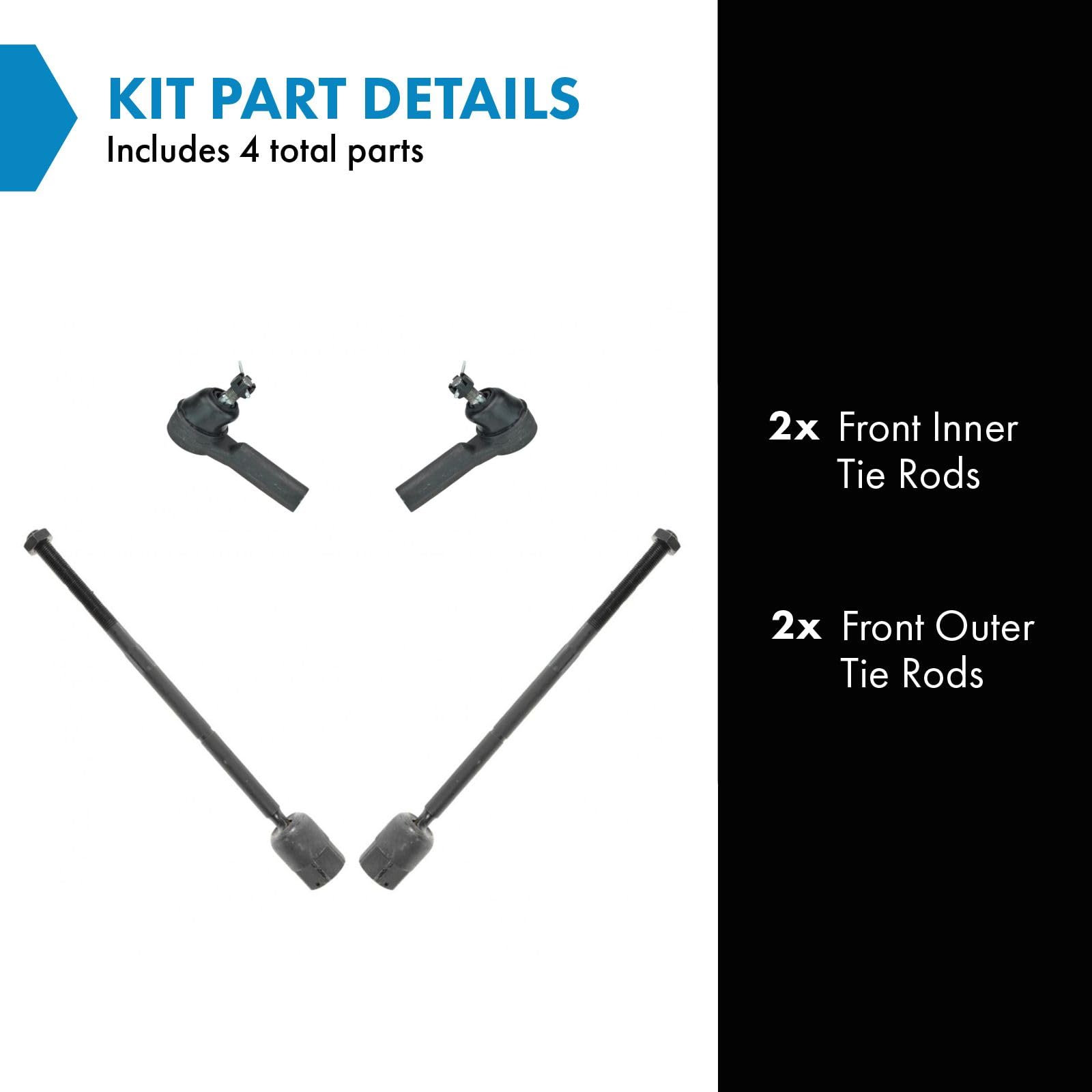 Trq Front Tie Rod Set Compatible With 1986-1995 Ford Taurus 1988-1994 Lincoln Continental Mercury Sable